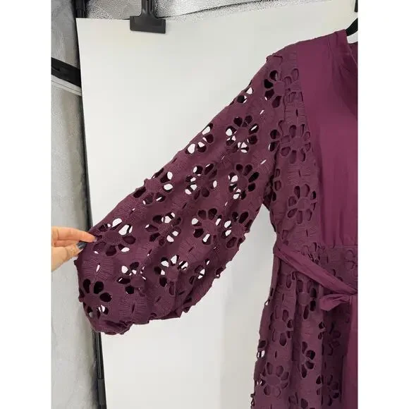 TUCKERNUCK Women’s Merlot Lace Calliope Dress Size L Long Balloon Sleeve Boho - Picture 7 of 16